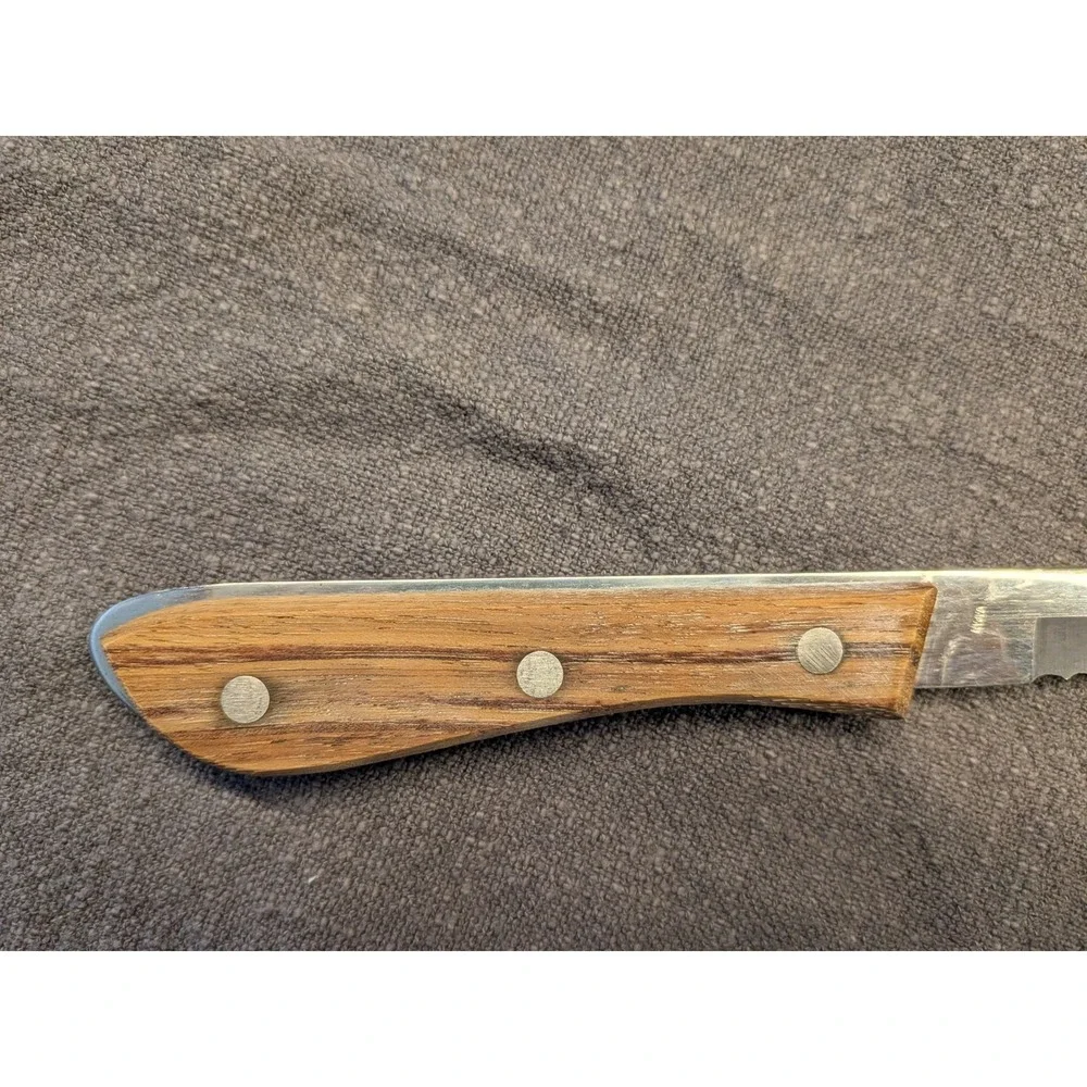 Caesar's Stainless Steel Serrated Bread Knife Triple Rivet Wood Handle